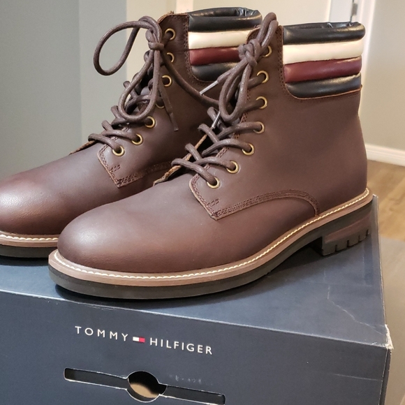 Tommy Hilfiger Brown Multi Leather Boots - Picture 1 of 6